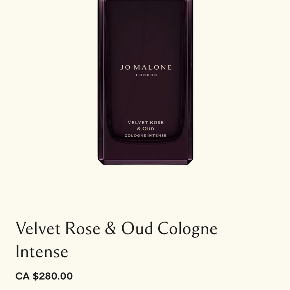 Jo Malone velvet rose and oud 100ml Cologne Intense perfume
